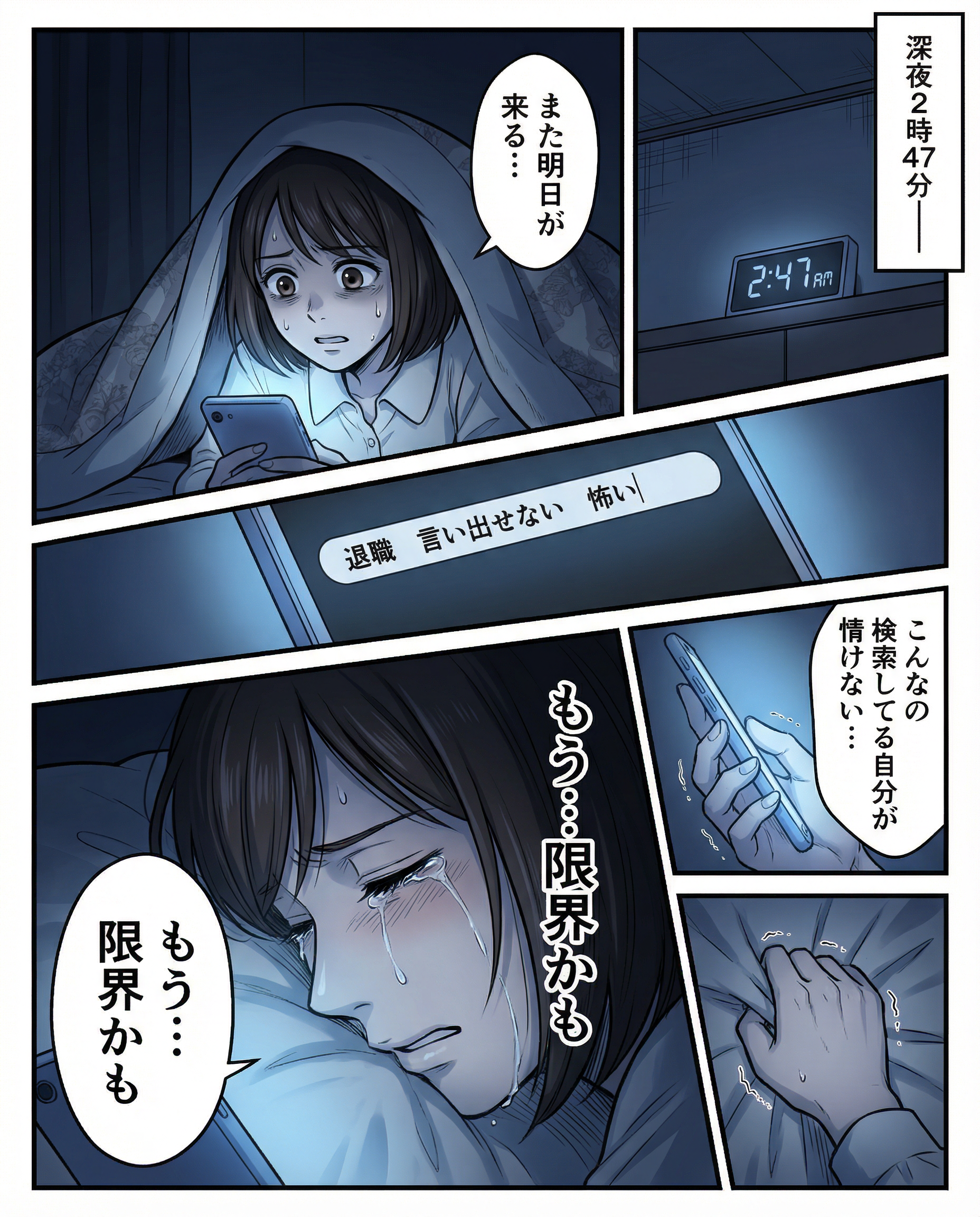 漫画ページ1：深夜の絶望