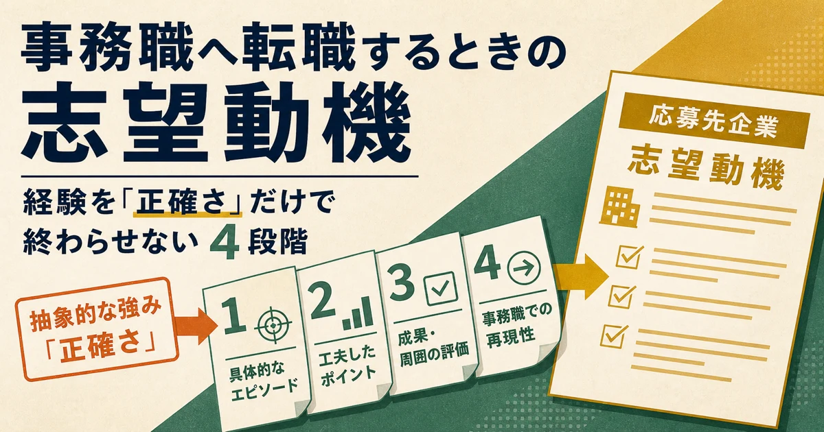 事務職へ転職するときの志望動機|経験を「正確さ」だけで終わらせない4段階
