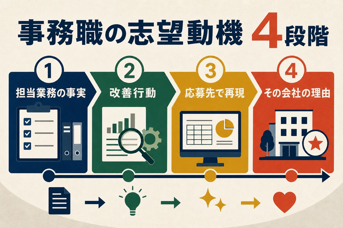 事務職の志望動機を作る4段階
