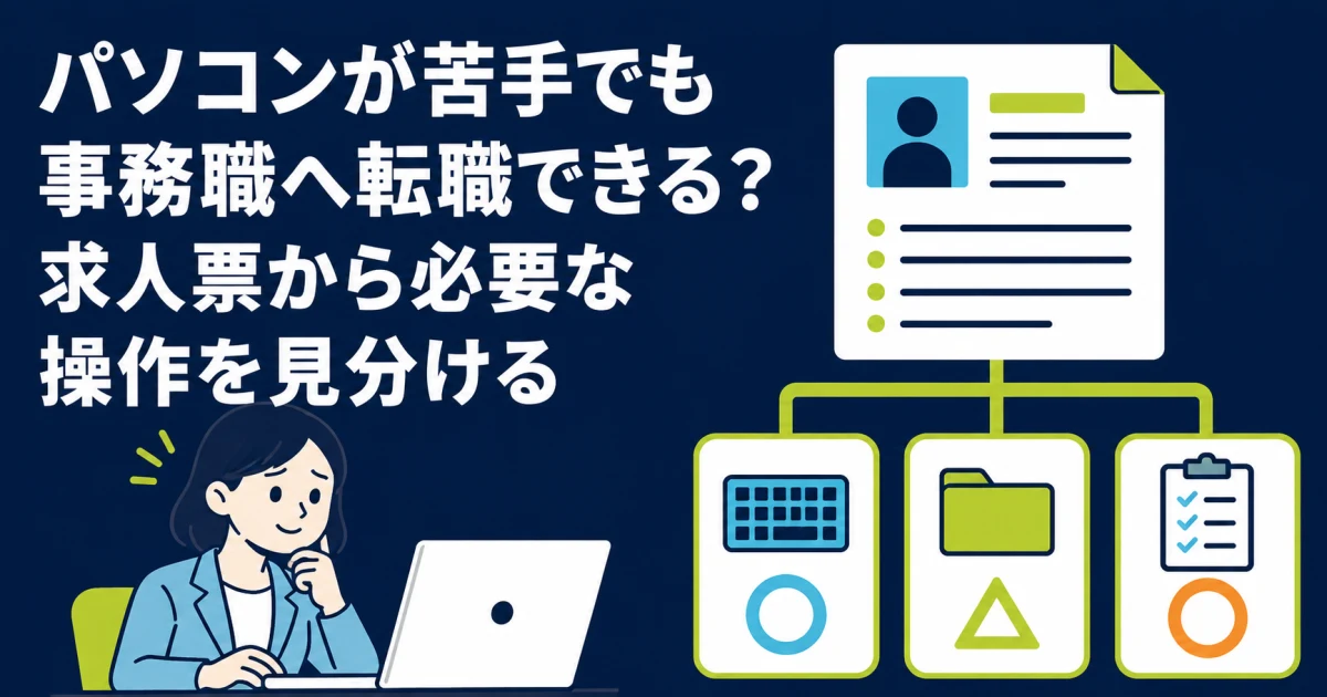 パソコンが苦手でも事務職へ転職できる?求人票から必要な操作を見分ける