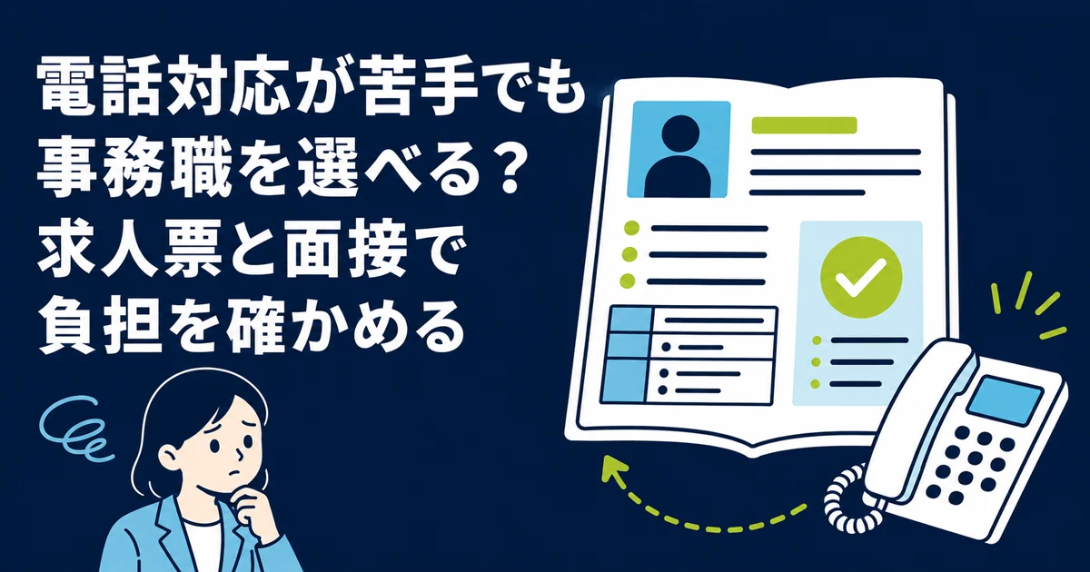電話対応が苦手でも事務職を選べる？求人票と面接で負担を確かめる