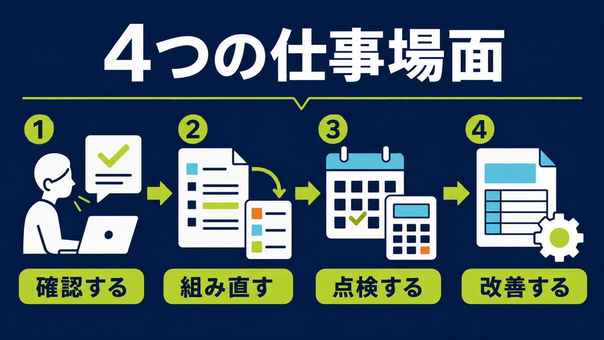 4つの仕事場面で事務職への適性を確かめる